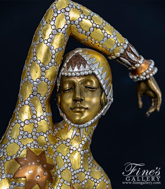 Search Result For Bronze Statues  - Art Deco Dancer In Gold Finished Bronze With Red Marble Plynth Included! - BS-1192